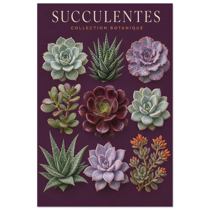 Affiche Succulentes – Collection Botanique, gouache contemporaine verticale, format 40 × 60 cm