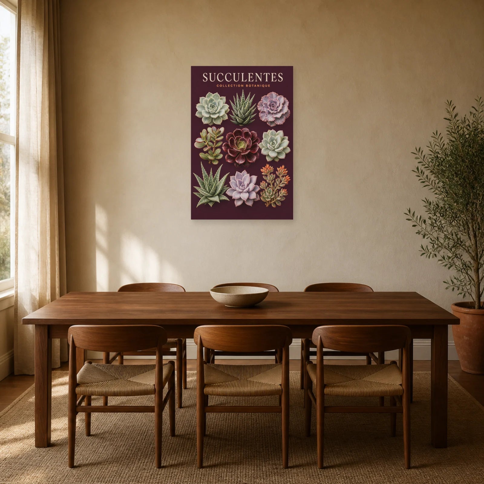 Affiche Succulentes – Collection Botanique dans une salle à manger - Art Virtuoso