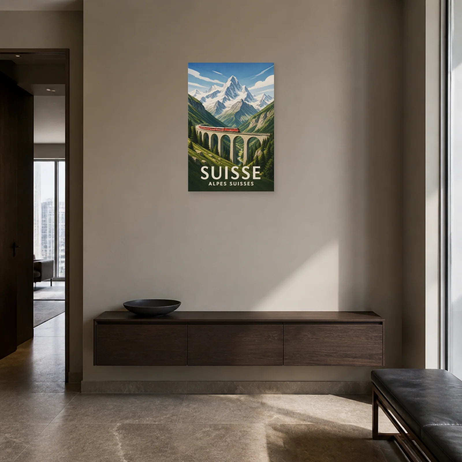 Affiche Suisse – Alpes Suisses dans une entrée ou un couloir - Art Virtuoso