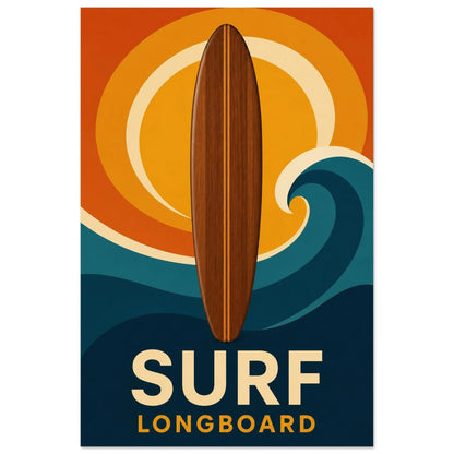 Affiche Surf – Longboard, illustration graphique verticale, format 30 × 45 cm