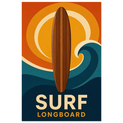 Affiche Surf – Longboard, illustration graphique verticale, format 40 × 60 cm
