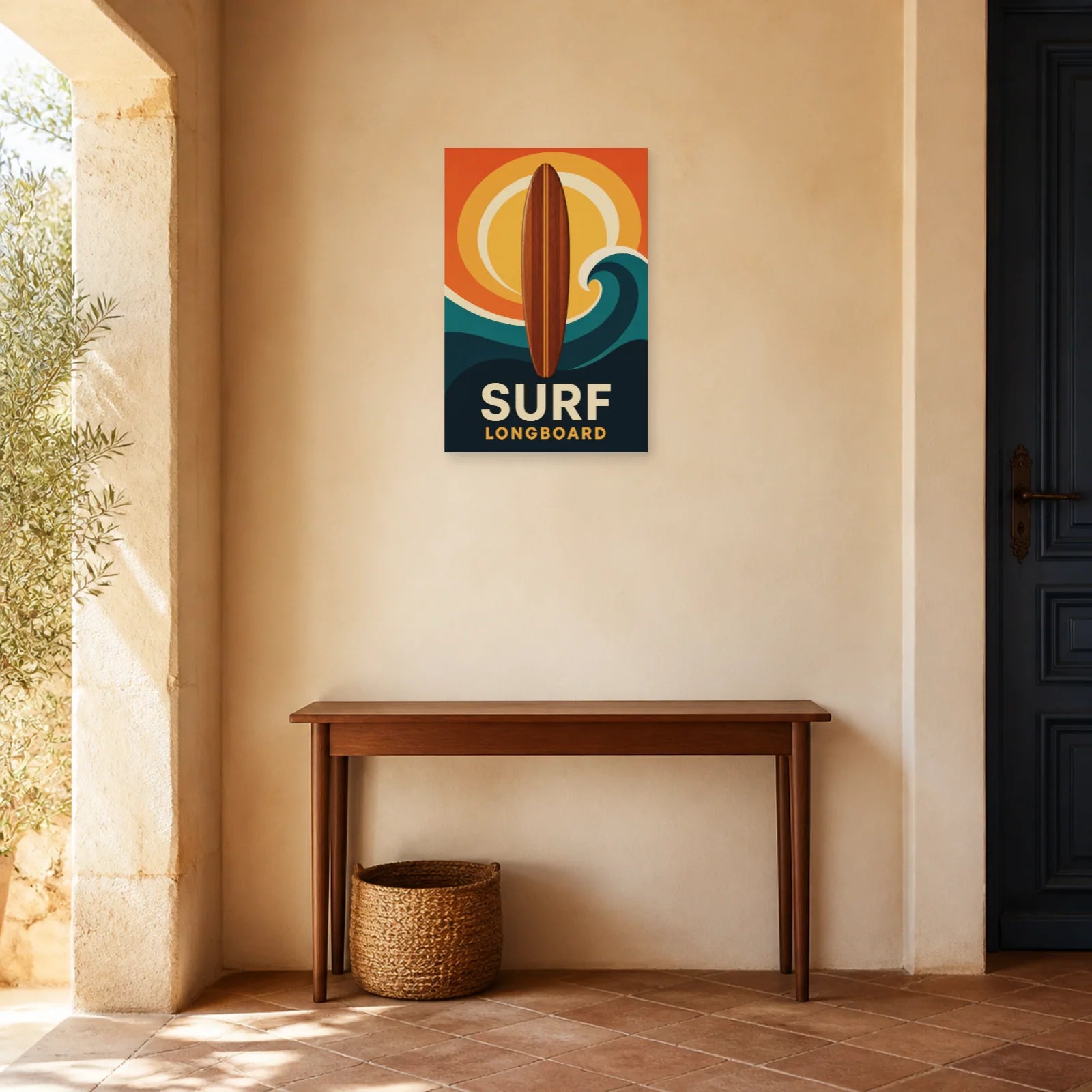 Affiche Surf – Longboard dans une entrée ou un couloir - Art Virtuoso