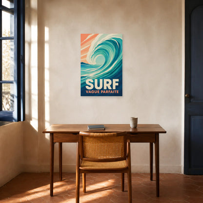 Affiche Surf – Vague Parfaite dans un bureau - Art Virtuoso