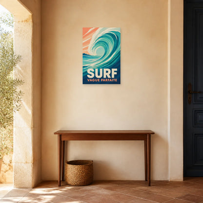 Affiche Surf – Vague Parfaite dans une entrée ou un couloir - Art Virtuoso