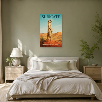 Affiche Suricate, sentinelle des dunes dans une chambre - Art Virtuoso