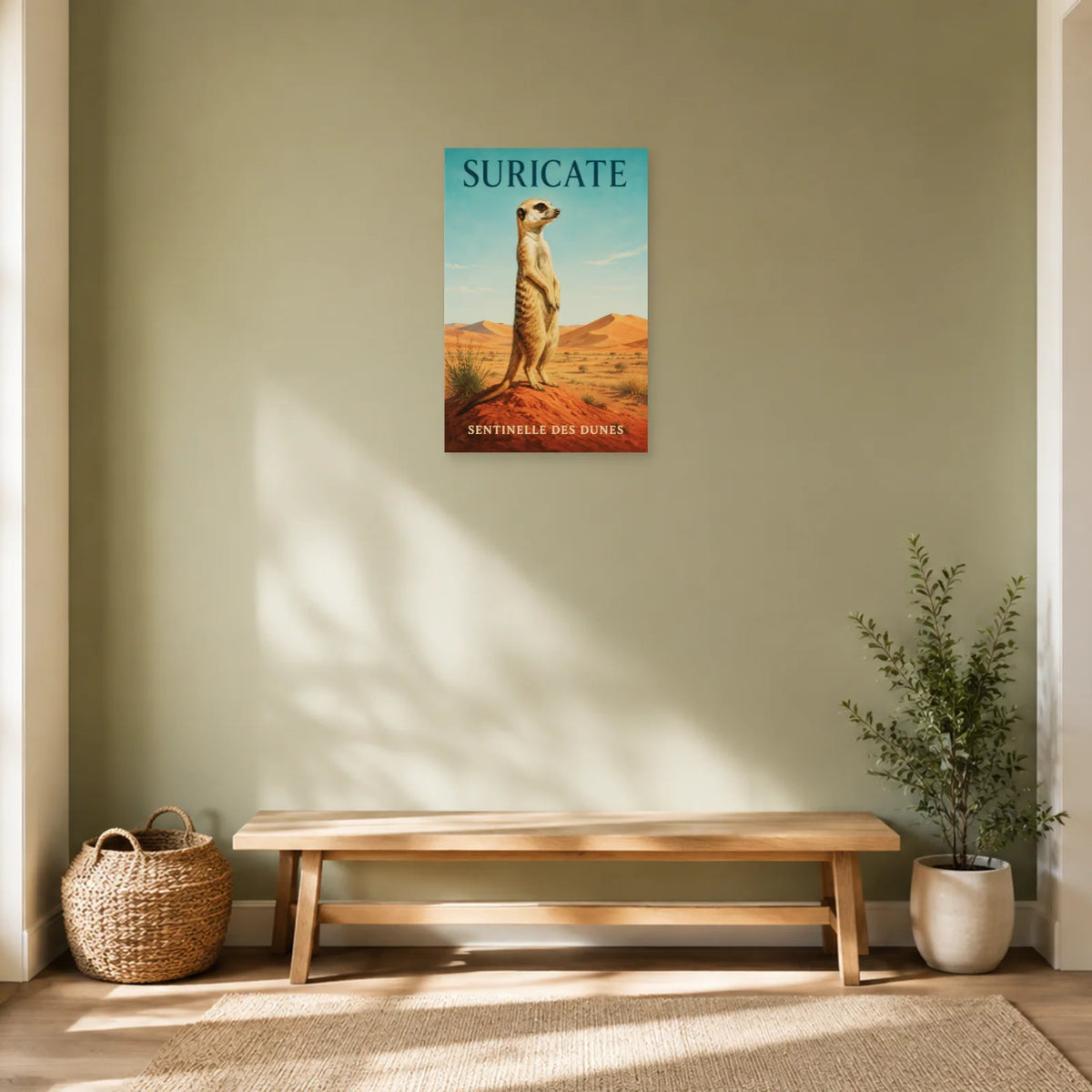 Affiche Suricate, sentinelle des dunes dans une entrée ou un couloir - Art Virtuoso