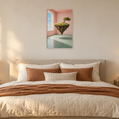Affiche surréaliste île suspendue dans la chambre dans une chambre - Art Virtuoso