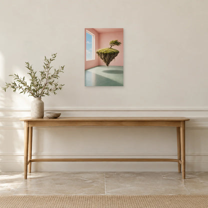 Affiche surréaliste île suspendue dans la chambre dans une entrée ou un couloir - Art Virtuoso