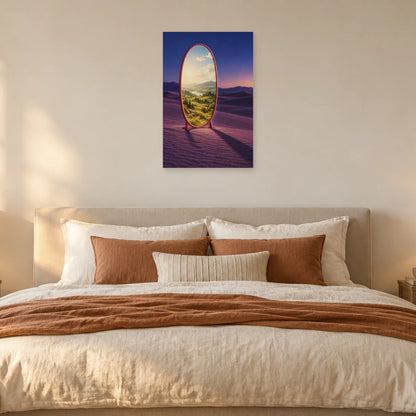 Affiche surréaliste miroir d'un autre jour dans une chambre - Art Virtuoso