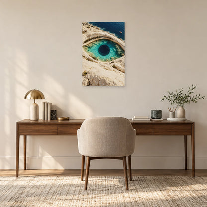 Affiche surréaliste œil océan dans un bureau - Art Virtuoso