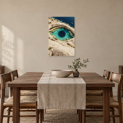 Affiche surréaliste œil océan dans une salle à manger - Art Virtuoso
