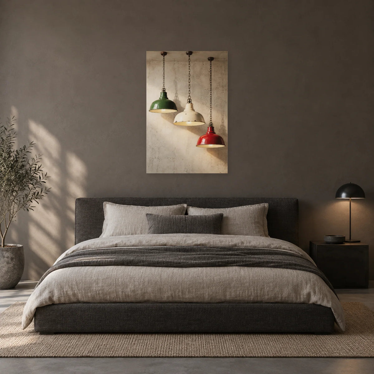 Affiche Suspensions émaillées - Lumière d’atelier dans une chambre - Art Virtuoso