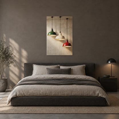 Affiche Suspensions émaillées - Lumière d’atelier dans une chambre - Art Virtuoso