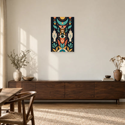 Affiche Symboles bohèmes – Soleil et lune dans une entrée ou un couloir - Art Virtuoso