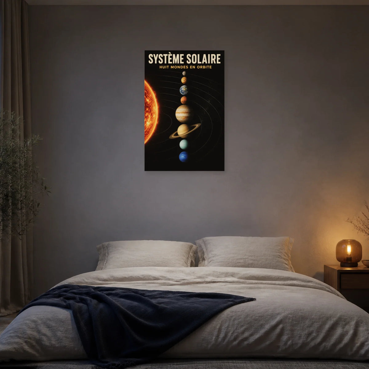 Affiche Système Solaire – Huit Mondes en Orbite dans une chambre - Art Virtuoso