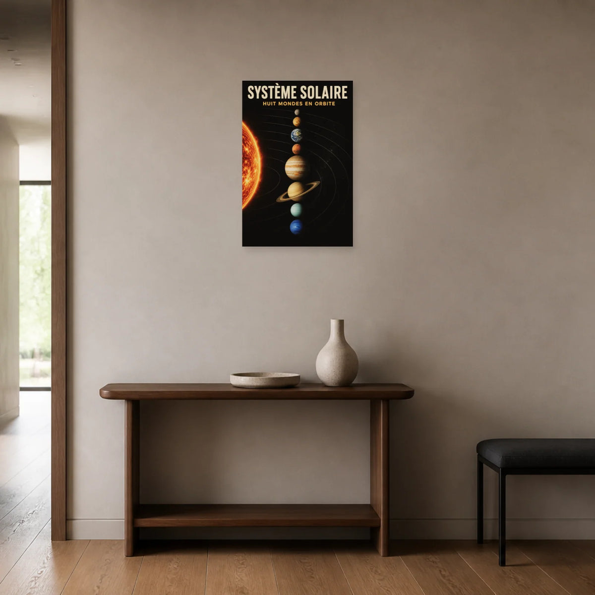 Affiche Système Solaire – Huit Mondes en Orbite dans une entrée ou un couloir - Art Virtuoso