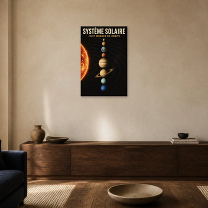 Affiche Système Solaire – Huit Mondes en Orbite dans un salon - Art Virtuoso