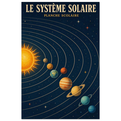 Affiche Le Système Solaire – Planche Scolaire, photographie éditoriale verticale, format 30 × 45 cm