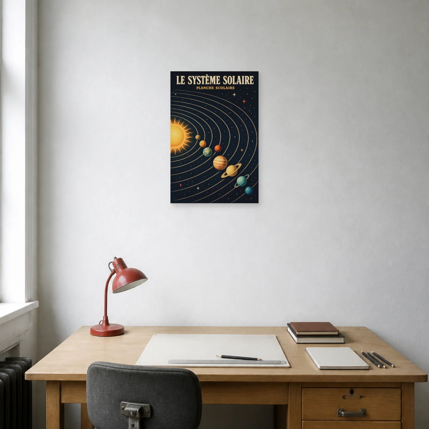 Affiche Le Système Solaire – Planche Scolaire dans un bureau - Art Virtuoso