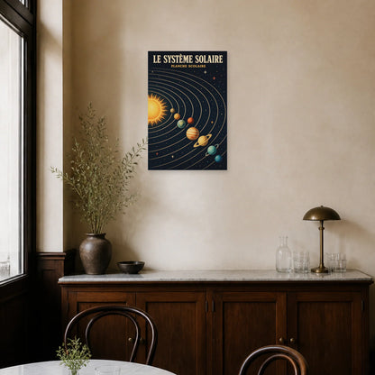Affiche Le Système Solaire – Planche Scolaire dans une salle à manger - Art Virtuoso