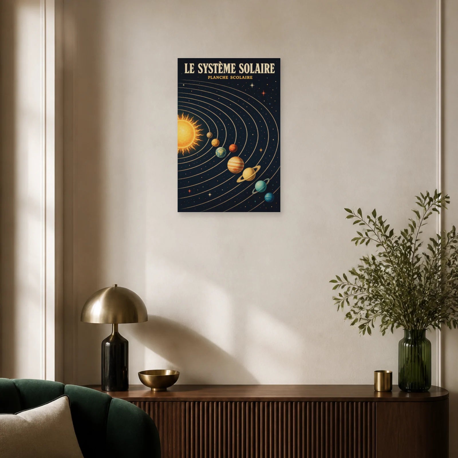 Affiche Le Système Solaire – Planche Scolaire dans un salon - Art Virtuoso