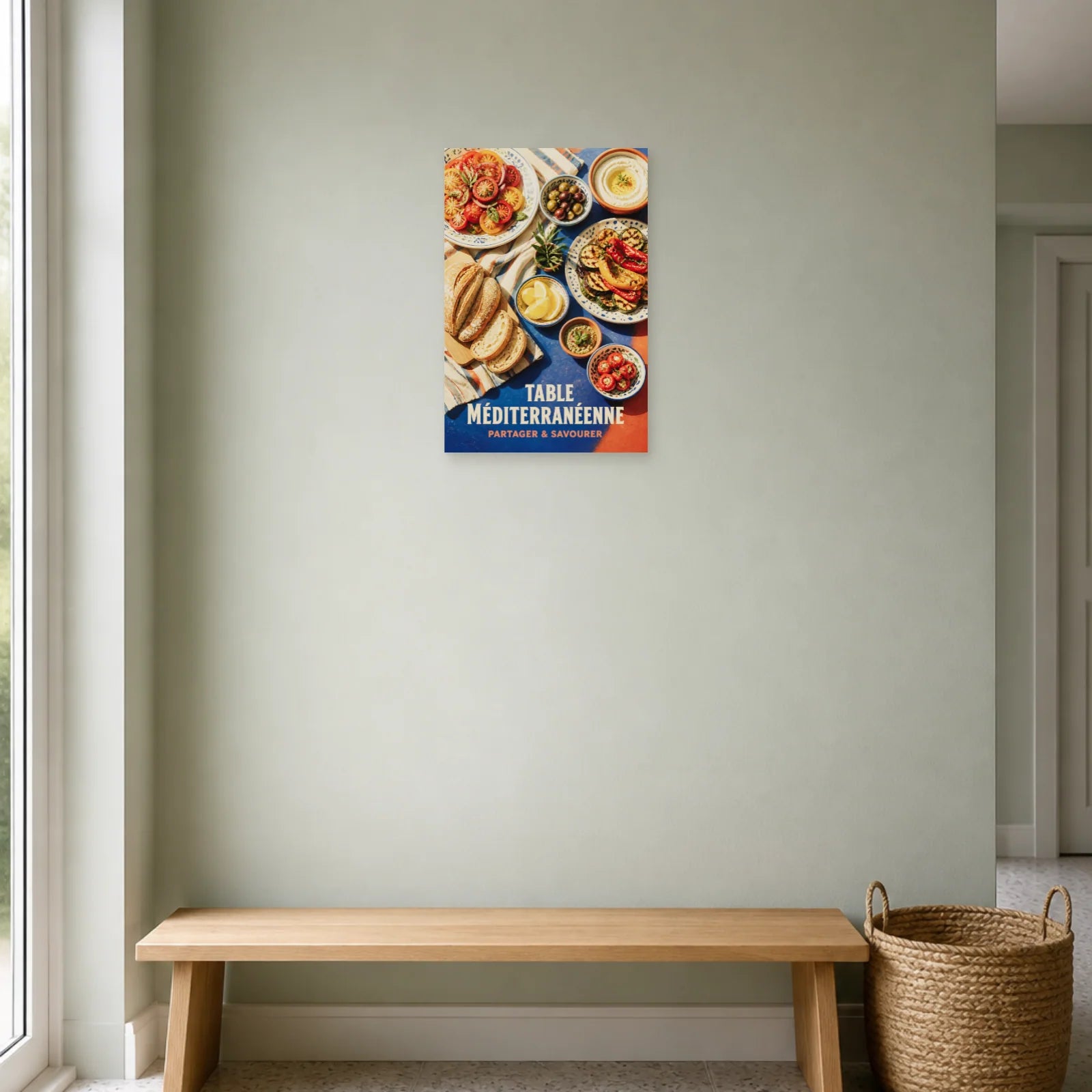 Affiche Table Méditerranéenne – Partager & Savourer dans une entrée ou un couloir - Art Virtuoso