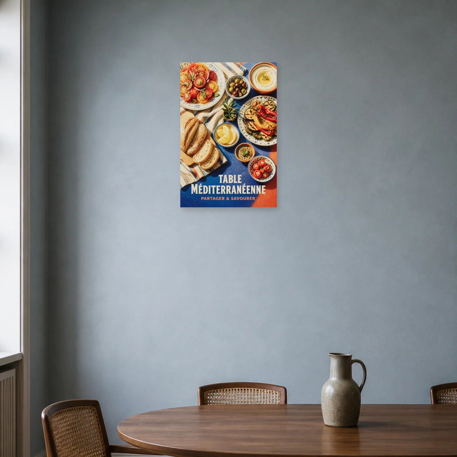 Affiche Table Méditerranéenne – Partager & Savourer dans une salle à manger - Art Virtuoso