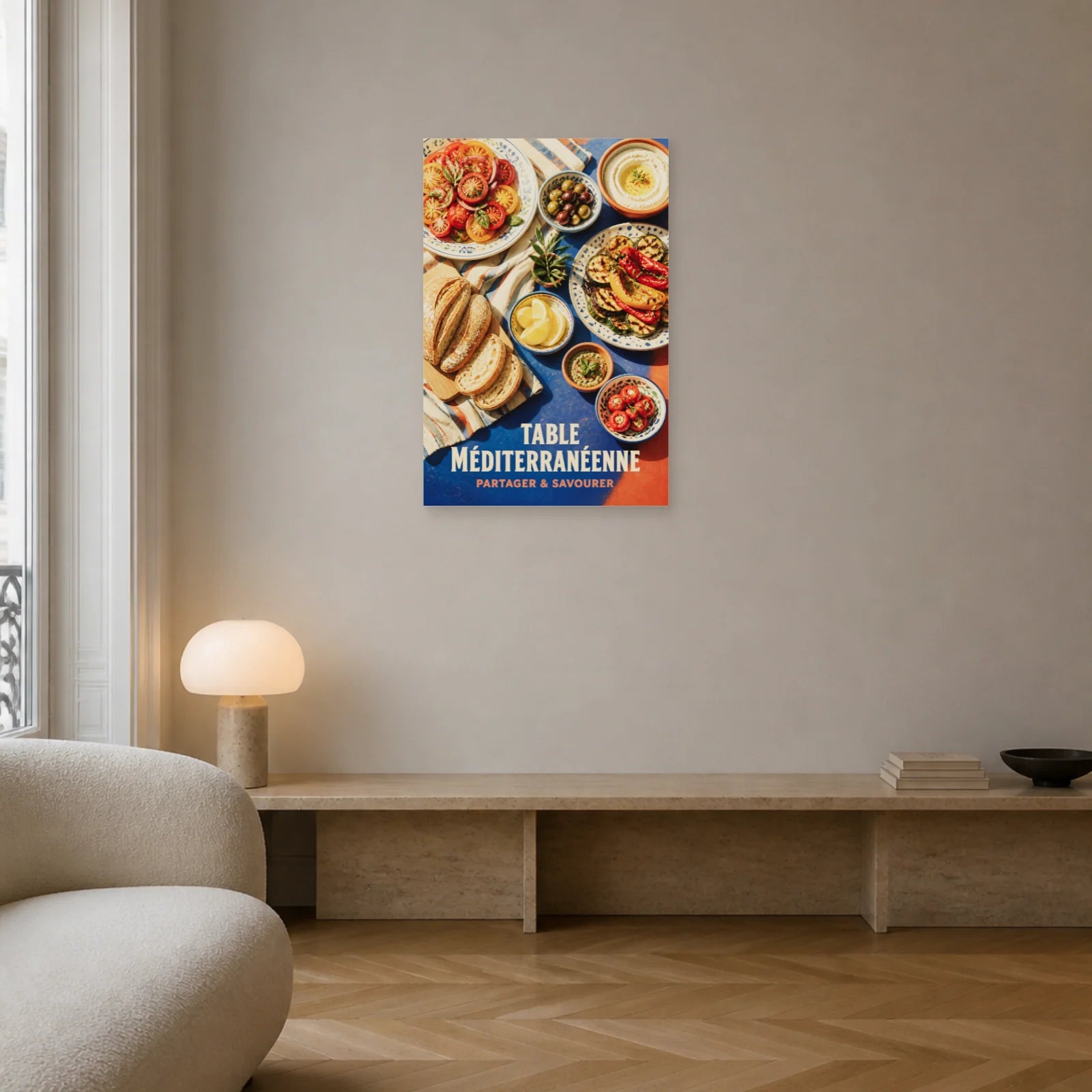 Affiche Table Méditerranéenne – Partager & Savourer dans un salon - Art Virtuoso
