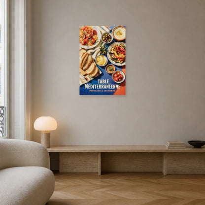Affiche Table Méditerranéenne – Partager & Savourer dans un salon - Art Virtuoso