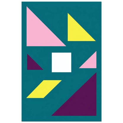 Affiche Tangram - Equilibre, illustration géométrique / aplats graphiques verticale, format 40 × 60 cm