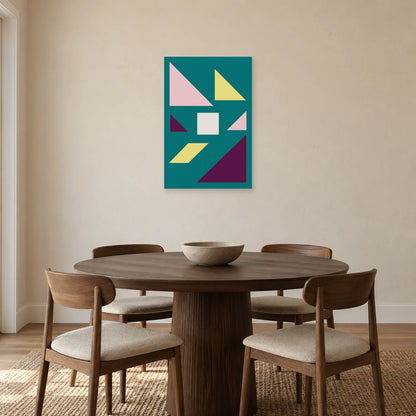 Affiche Tangram - Equilibre dans une salle à manger - Art Virtuoso