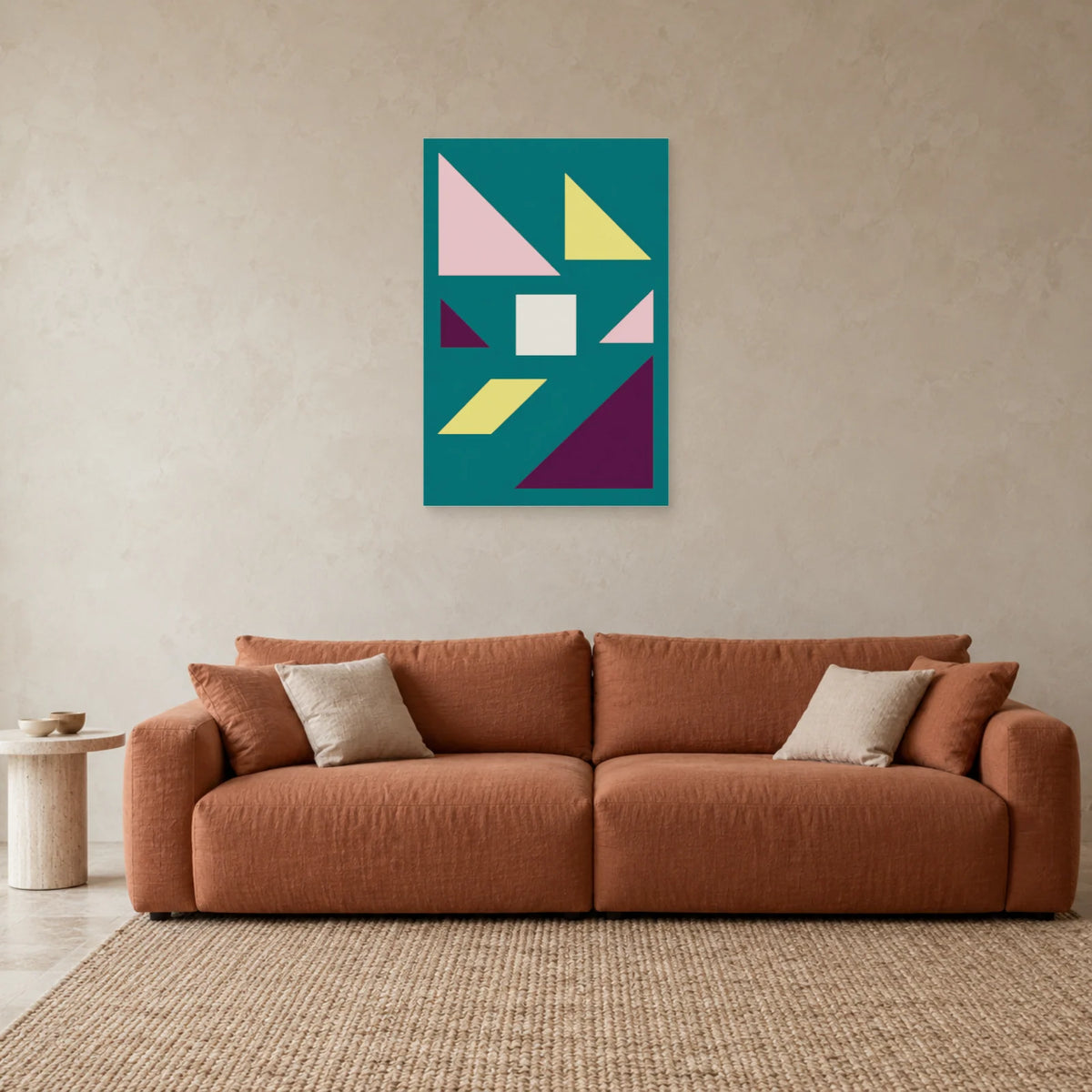 Affiche Tangram - Equilibre dans un salon - Art Virtuoso
