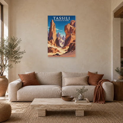 Affiche Tassili – Cathédrales de pierre dans un salon - Art Virtuoso