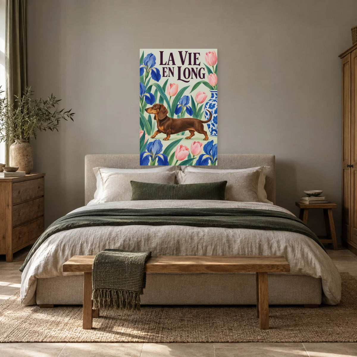 Affiche Teckel - Jardin en long dans une chambre - Art Virtuoso