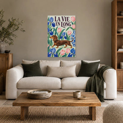 Affiche Teckel - Jardin en long dans un salon - Art Virtuoso