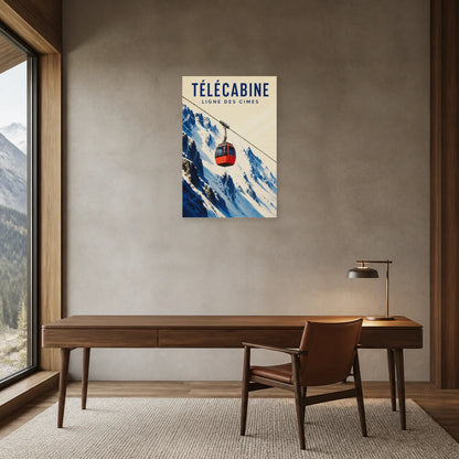 Affiche Télécabine – Ligne des cimes dans un bureau - Art Virtuoso