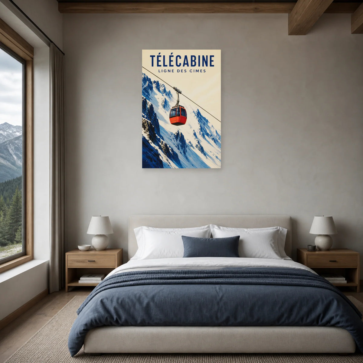 Affiche Télécabine – Ligne des cimes dans une chambre - Art Virtuoso