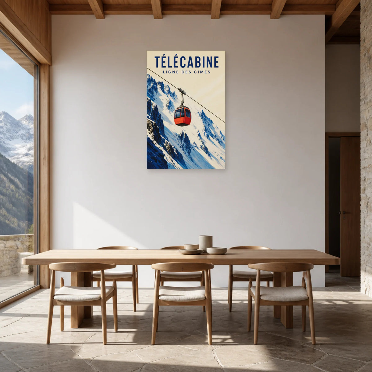 Affiche Télécabine – Ligne des cimes dans une salle à manger - Art Virtuoso