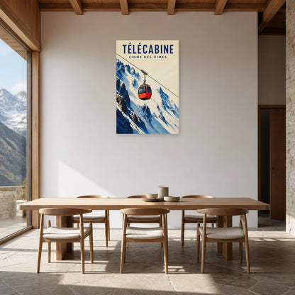 Affiche Télécabine – Ligne des cimes dans une salle à manger - Art Virtuoso