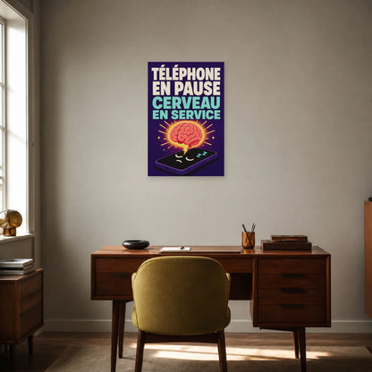 Affiche Téléphone en pause – Cerveau en service dans un bureau - Art Virtuoso