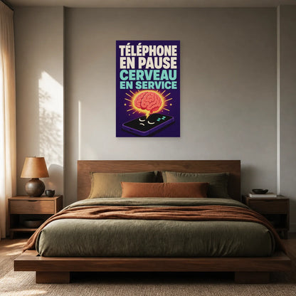 Affiche Téléphone en pause – Cerveau en service dans une chambre - Art Virtuoso