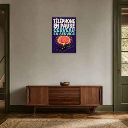 Affiche Téléphone en pause – Cerveau en service dans une entrée ou un couloir - Art Virtuoso