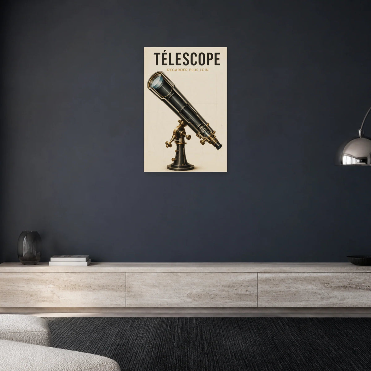 Affiche Télescope – Regarder Plus Loin dans un salon - Art Virtuoso