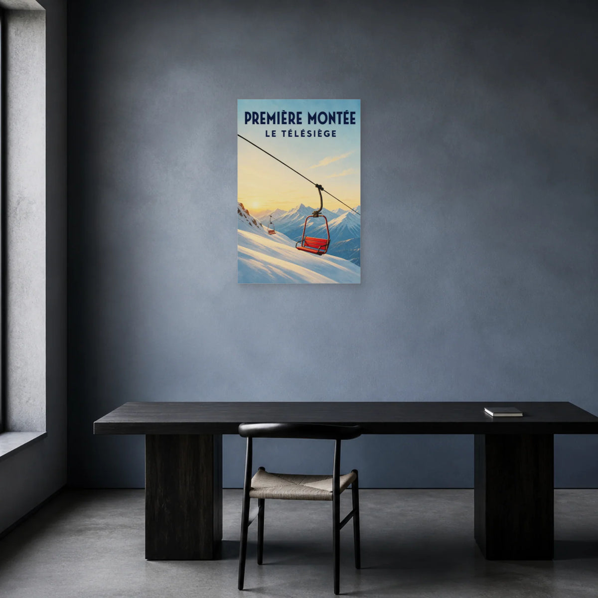 Affiche Première montée – Le télésiège dans un bureau - Art Virtuoso