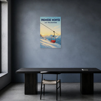 Affiche Première montée – Le télésiège dans un bureau - Art Virtuoso