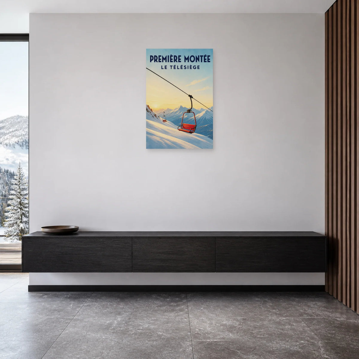 Affiche Première montée – Le télésiège dans une entrée ou un couloir - Art Virtuoso