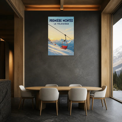 Affiche Première montée – Le télésiège dans une salle à manger - Art Virtuoso