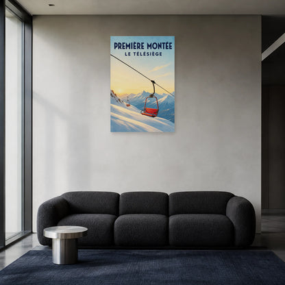 Affiche Première montée – Le télésiège dans un salon - Art Virtuoso