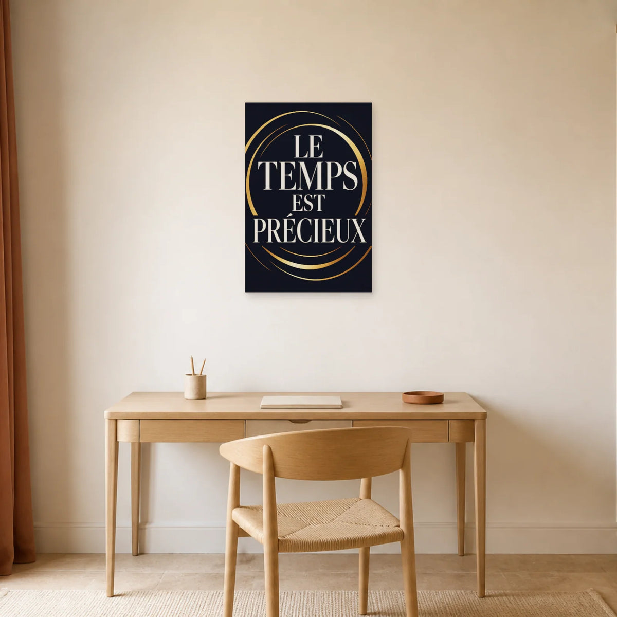 Affiche Le temps est précieux – Cercles dorés dans un bureau - Art Virtuoso