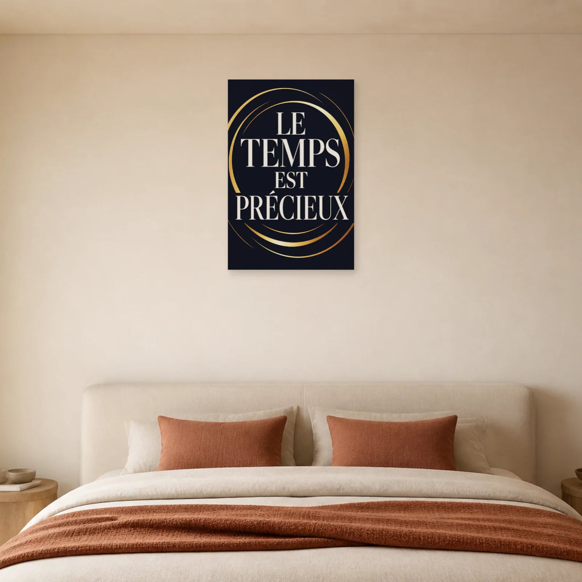 Affiche Le temps est précieux – Cercles dorés dans une chambre - Art Virtuoso